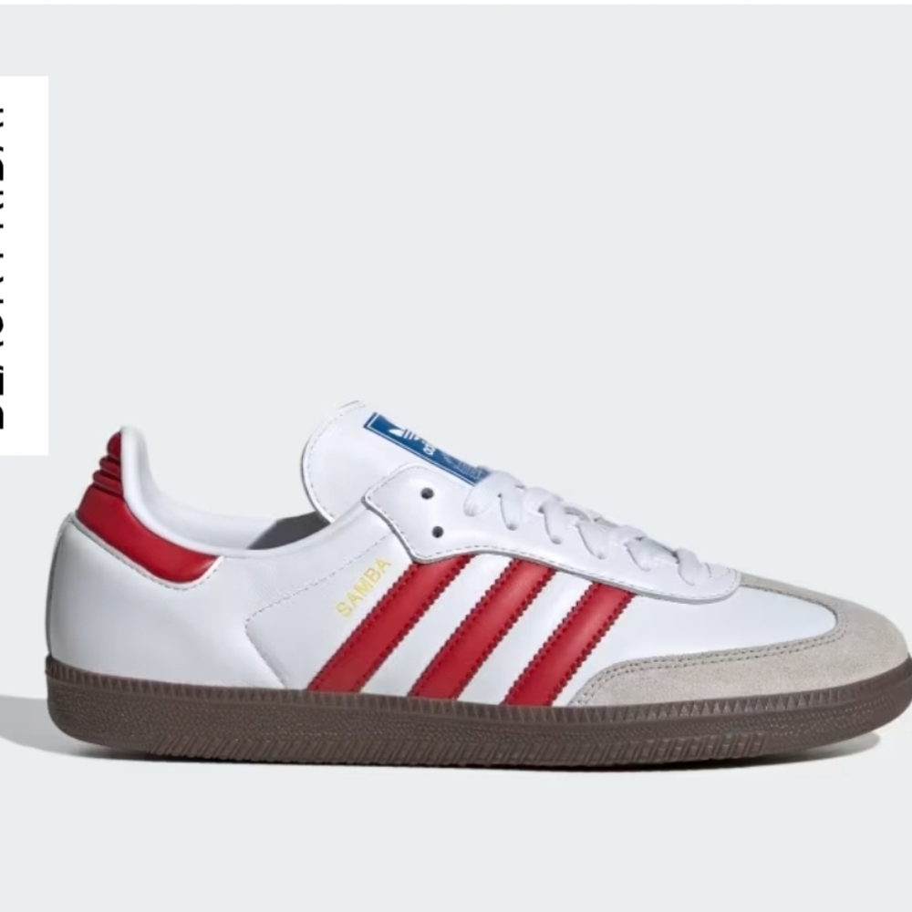 Adidas Samba White and Red Leather Sneakers